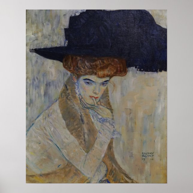 Klimt - Den svartfjädrade hatten 1910 Poster (Framsidan)