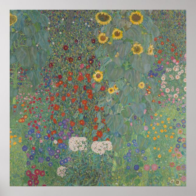 Klimt: Farm Garden med solblommor, 1907 Poster (Framsidan)