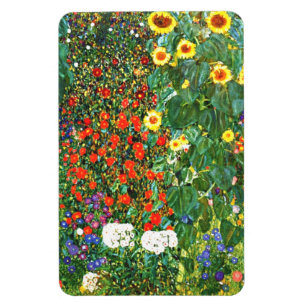 Klimt - Farm Garden med solblommor, bra konst Magnet