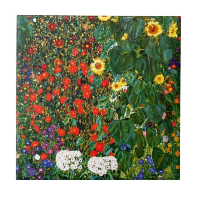 Klimt - Farm Garden med solblommor Kakelplatta (Framsidan)