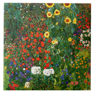 Klimt - Farm Garden med solblommor Kakelplatta