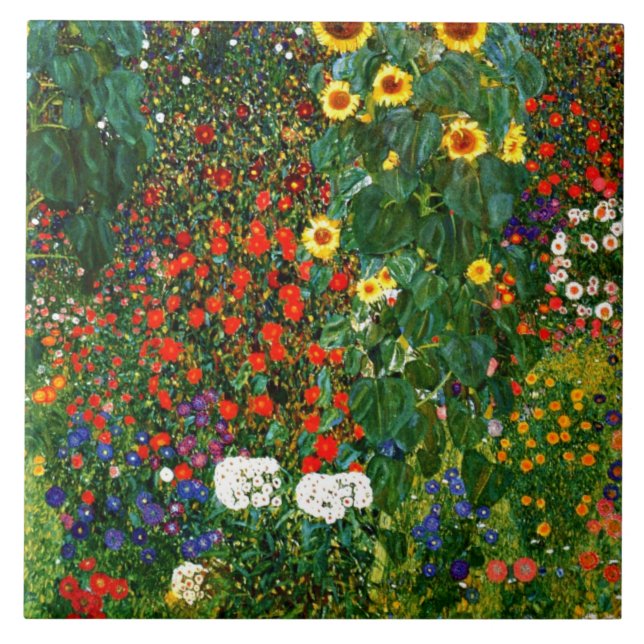 Klimt - Farm Garden med solblommor Kakelplatta (Framsidan)