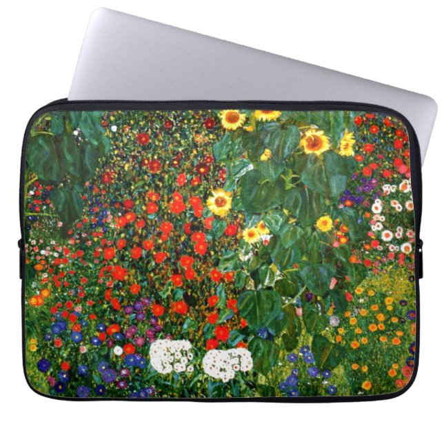 Klimt - Farm Garden med solblommor Laptop Fodral (Framsidan)