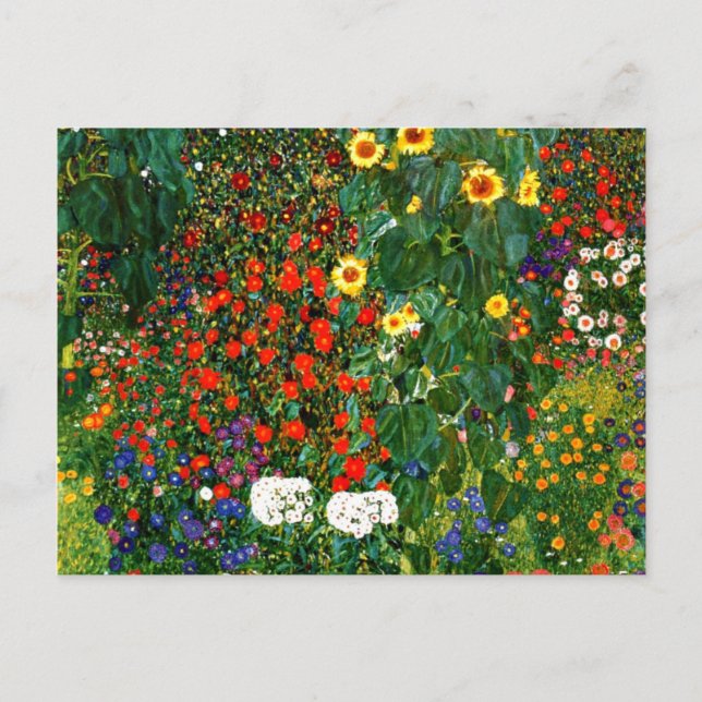 Klimt - Farm Garden med solblommor Vykort (Framsida)