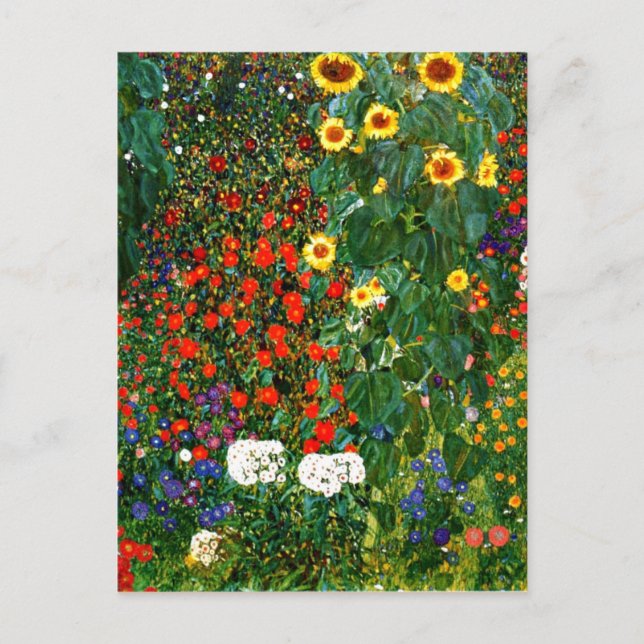 Klimt - Farm Garden med solblommor Vykort (Framsida)
