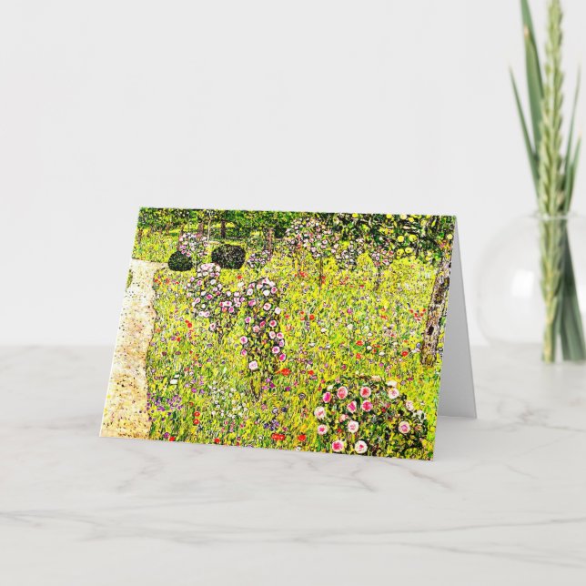 Klimt - Fruit Garden med Ro, bra konst. Kort (Framsida)