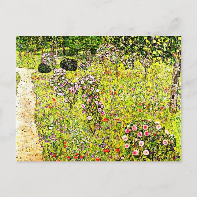 Klimt - Fruktträdgård med rosor, Gustav Klimt kons Vykort (Framsida)