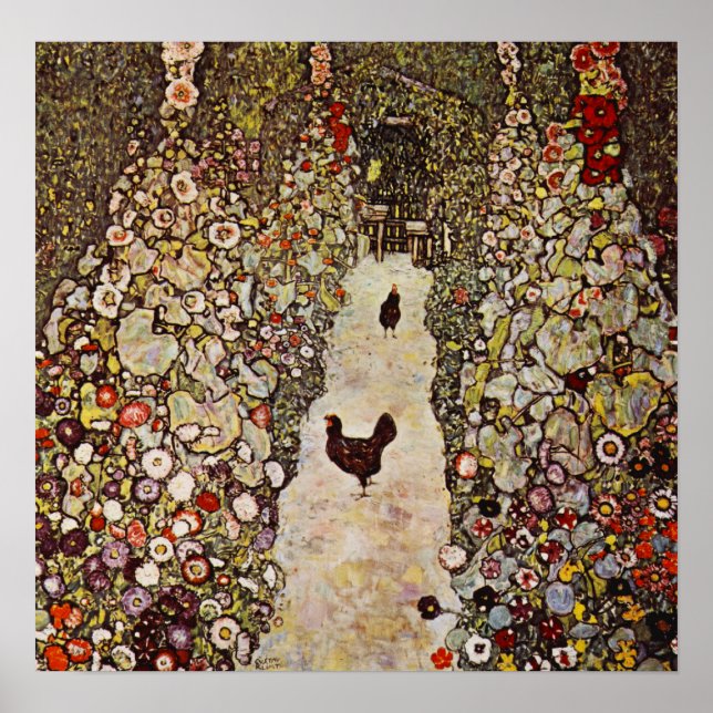 Klimt Garden med Tuppar Poster (Framsidan)