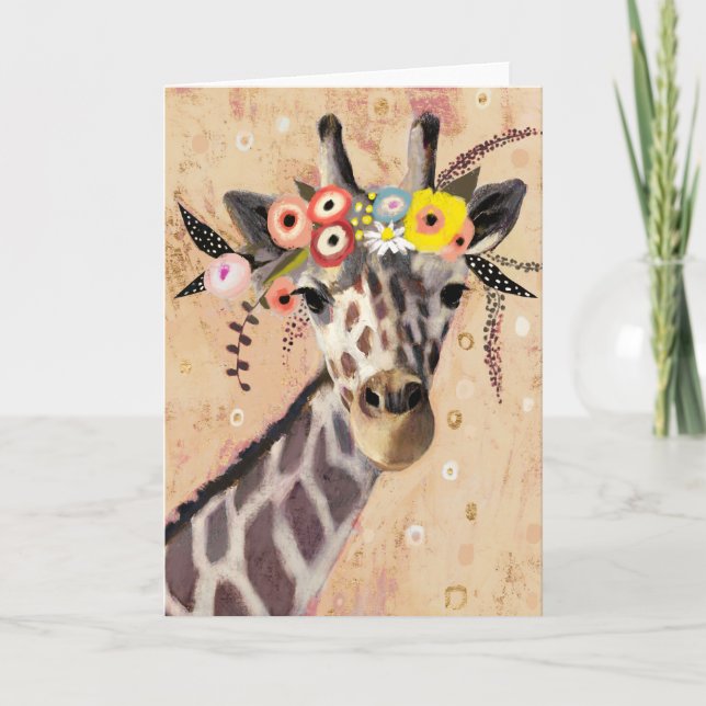 Klimt Giraffe| Krona blommor Kort (Framsida)