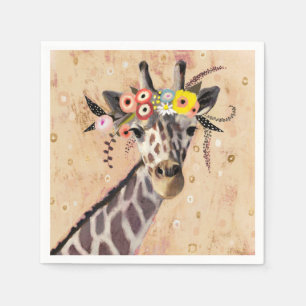 Klimt Giraffe Krona blommor Pappersservett