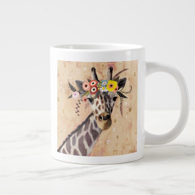 Klimt Giraffe | Krona i blommor Jumbo Mugg (Höger)