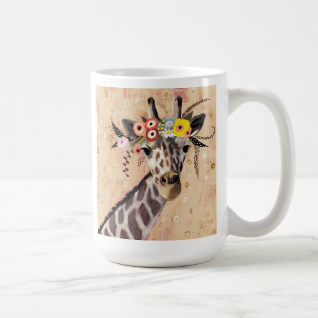 Klimt Giraffe | Krona i blommor Kaffemugg (Höger)