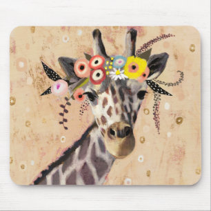 Klimt Giraffe Krona i blommor Musmatta