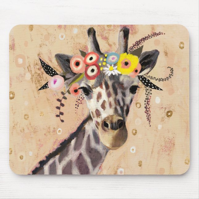 Klimt Giraffe | Krona i blommor Musmatta (Framsidan)