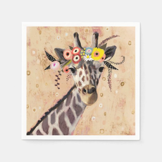 Klimt Giraffe | Krona i blommor Pappersservett (Framsidan)