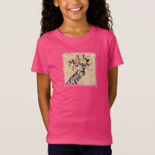 Klimt Giraffe   Krona i blommor T Shirt