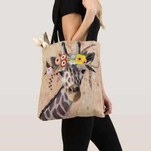 Klimt Giraffe Krona i blommor Tygkasse