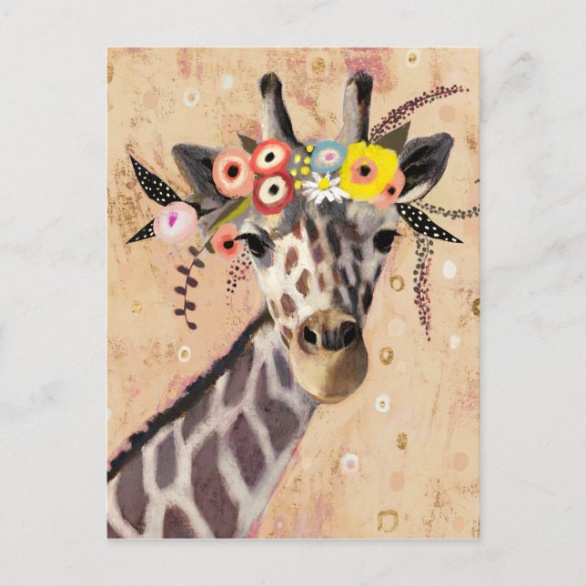 Klimt Giraffe | Krona i blommor Vykort (Framsida)