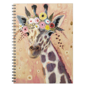 Klimt Giraffe Tillagt i blommor Anteckningsbok