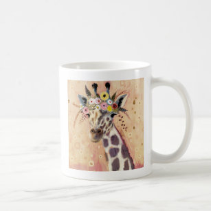 Klimt Giraffe   Tillagt i blommor Kaffemugg