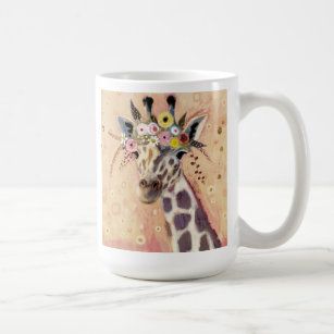 Klimt Giraffe   Tillagt i blommor Kaffemugg