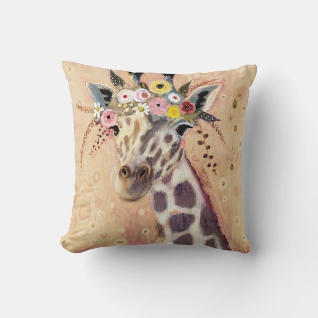 Klimt Giraffe | Tillagt i blommor Kudde (Framsida)