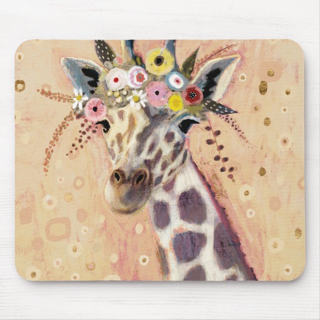 Klimt Giraffe | Tillagt i blommor Musmatta (Framsidan)