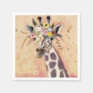 Klimt Giraffe Tillagt i blommor Pappersservett