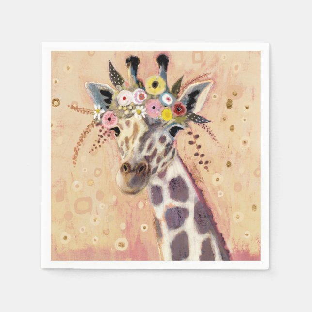 Klimt Giraffe | Tillagt i blommor Pappersservett (Framsidan)