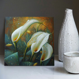 Klimt Golden Calla Lilies Symbolism Art nouveau Ce Kakelplatta