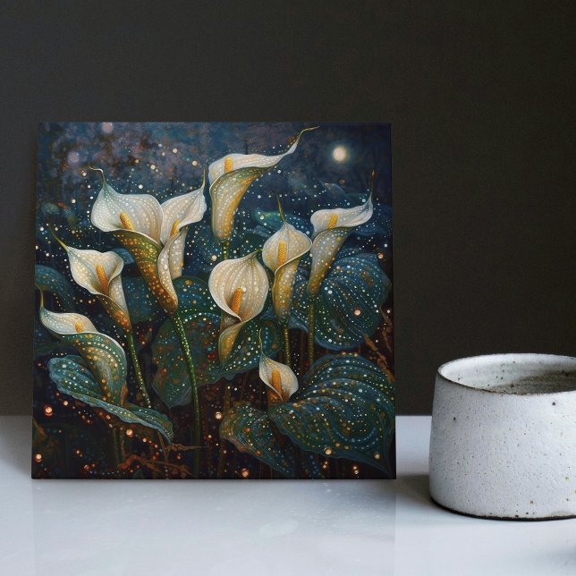 Klimt Golden Calla Lilies Symbolism Art nouveau Ce Kakelplatta (Skapare uppladdad)