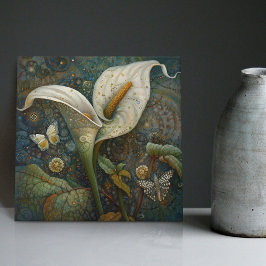 Klimt Golden Calla Lily Butterfly Art nouveau Kakelplatta
