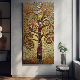 Klimt Golden Livets träd Abstrakt Art nouveau Canvastryck