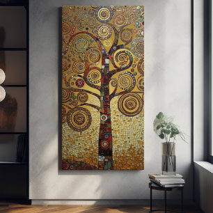 Klimt Golden Livets träd Abstrakt Art nouveau Canvastryck