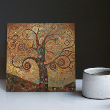 Klimt Golden Livets träd Abstrakt Art nouveau Cer