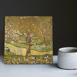 Klimt Golden Livets träd Abstrakt Art nouveau Cer Kakelplatta