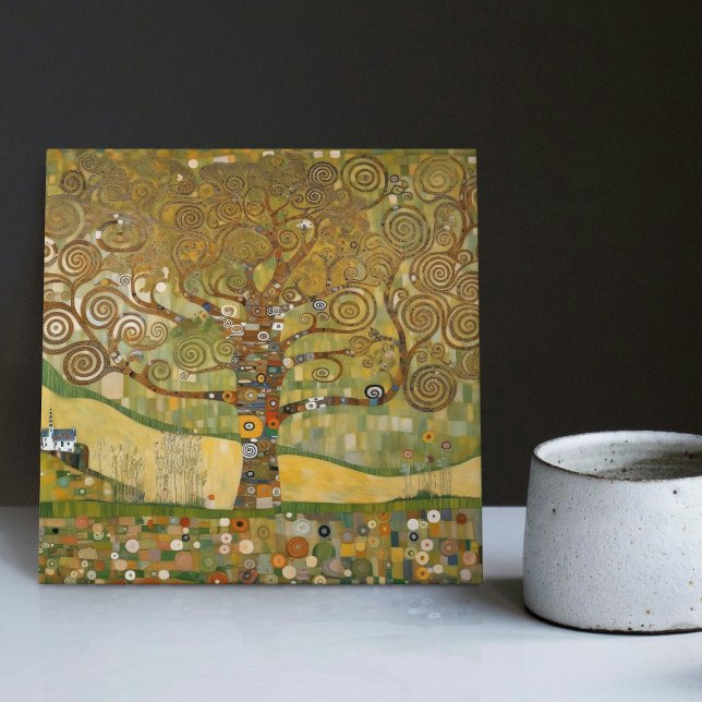 Klimt Golden Livets träd Abstrakt Art nouveau Cer Kakelplatta (Skapare uppladdad)