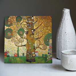 Klimt Golden Livets träd Abstrakt Art nouveau Kakelplatta