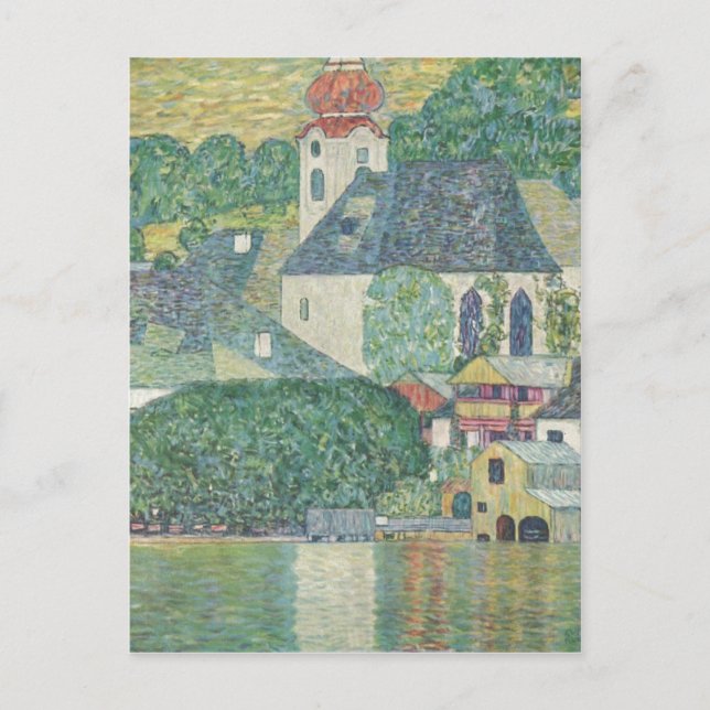 Klimt, Gustav Kyrka i Unterach am Attersee 1916 Vykort (Framsida)