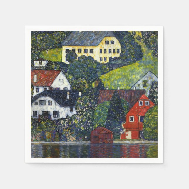 Klimt Houses vid Unterach am Attersee Ligcape Pappersservett (Framsidan)