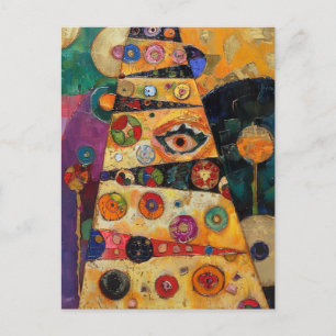 Klimt Inspired Abstrakt Julgran Vykort