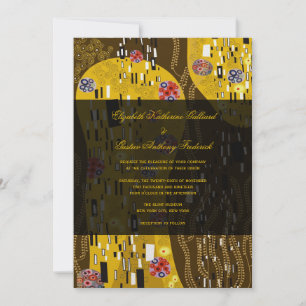 Klimt Inspired Art nouveau Chic  Kiss Bröllop Inbjudningar