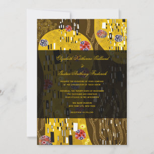 Klimt Inspired Art nouveau Chic Kiss Bröllop Inbjudningar