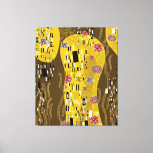 Klimt Inspired Guld Mönster Art nouveau Kiss Canvastryck