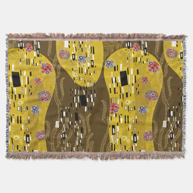 Klimt Inspired Guld Mönster Art nouveau Kiss Filt (Framsidan)