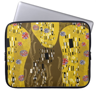 Klimt Inspired Guld Mönster Art nouveau Kiss Laptop Fodral
