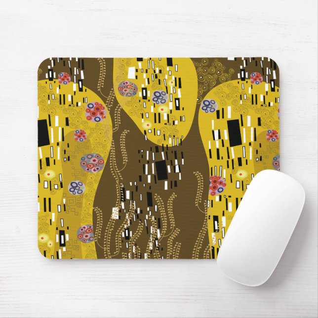 Klimt Inspired Guld Mönster Art nouveau Kiss Musmatta (Med mus)