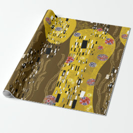 Klimt Inspired Guld Mönster Art nouveau Kiss Presentpapper