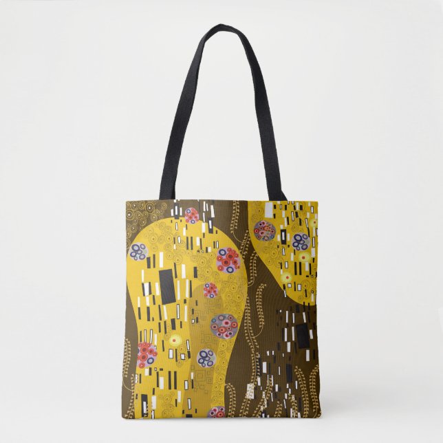 Klimt Inspired Guld Mönster Art nouveau Kiss Tygkasse (Framsida)
