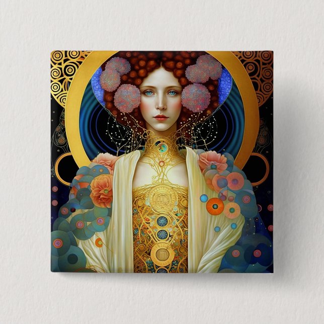Klimt Inspired Queen Goddes Fantasy Art Knapp (Framsida)
